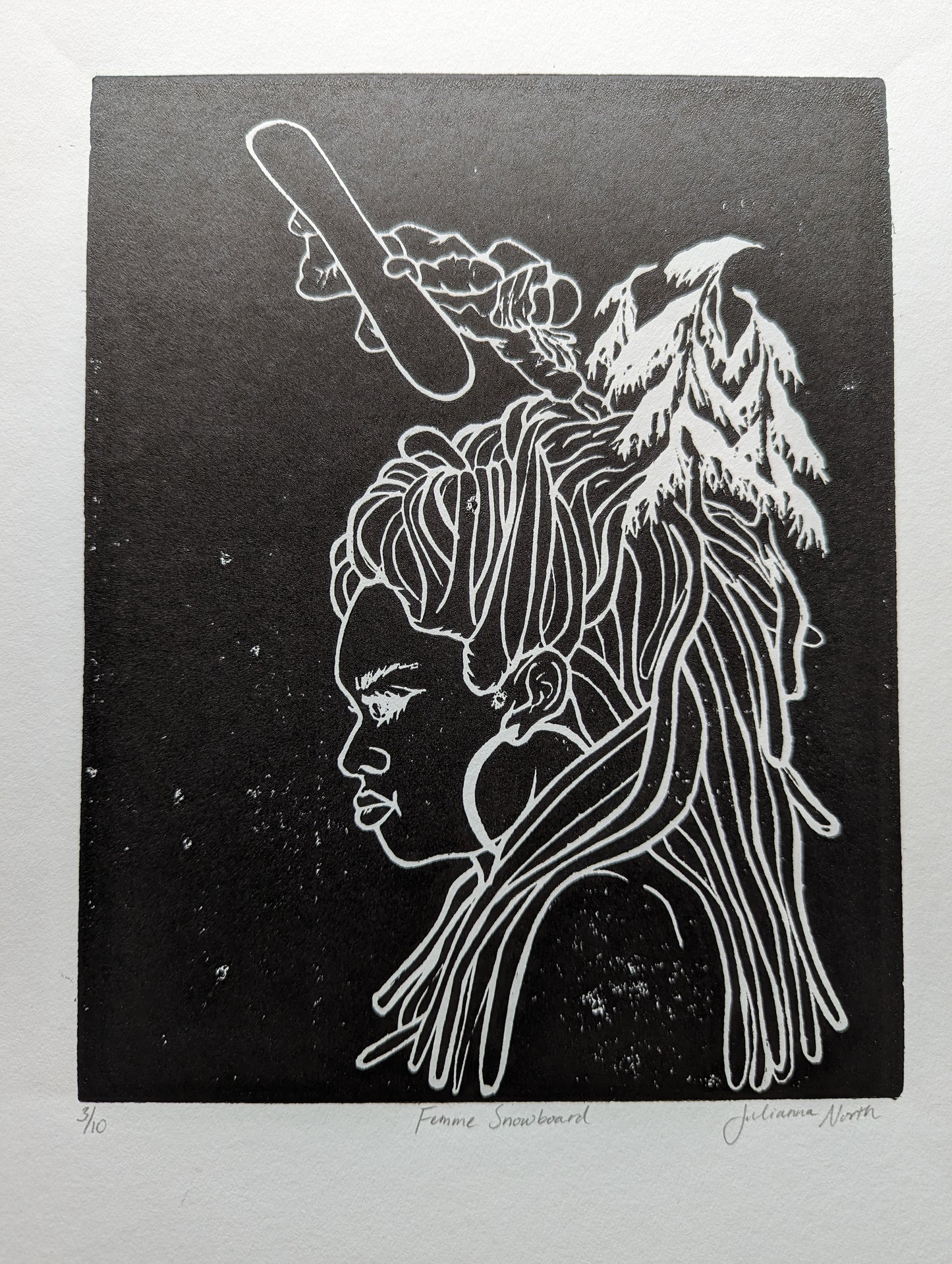 Lino Print | Femme Snowboard