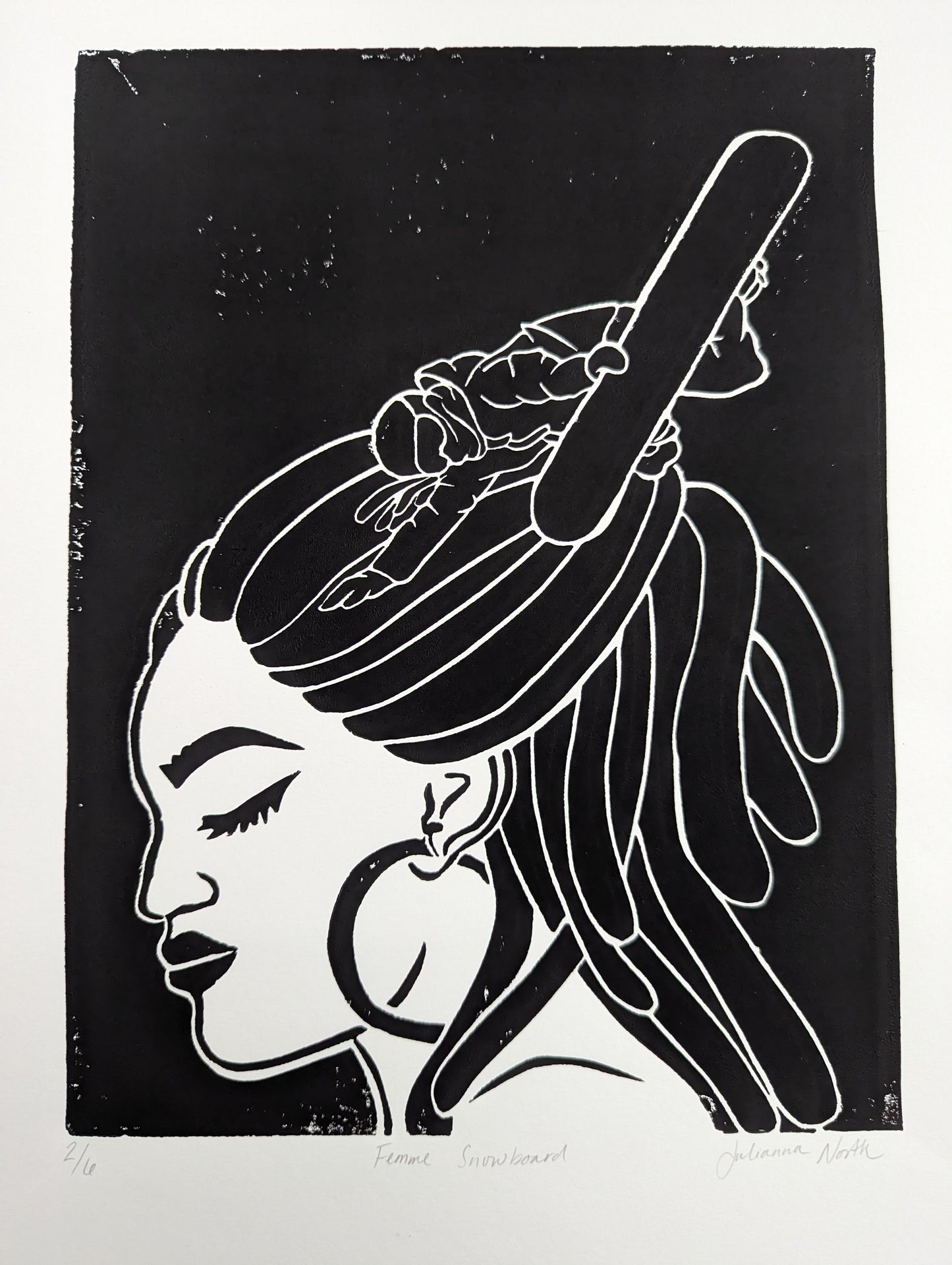 Lino Print | Femme Snowboard 2